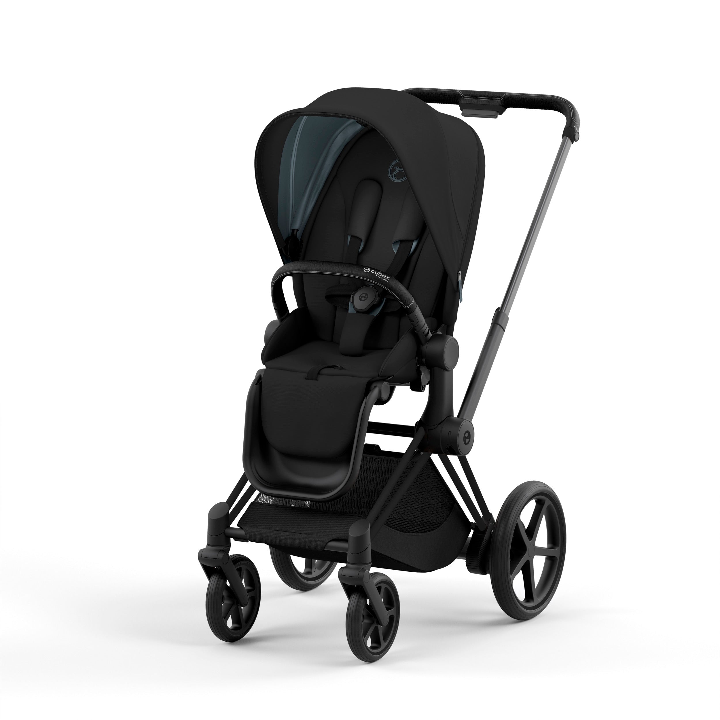 Cybex e-Priam Chrome/black inkl. offers CarryCot Mountain Blue