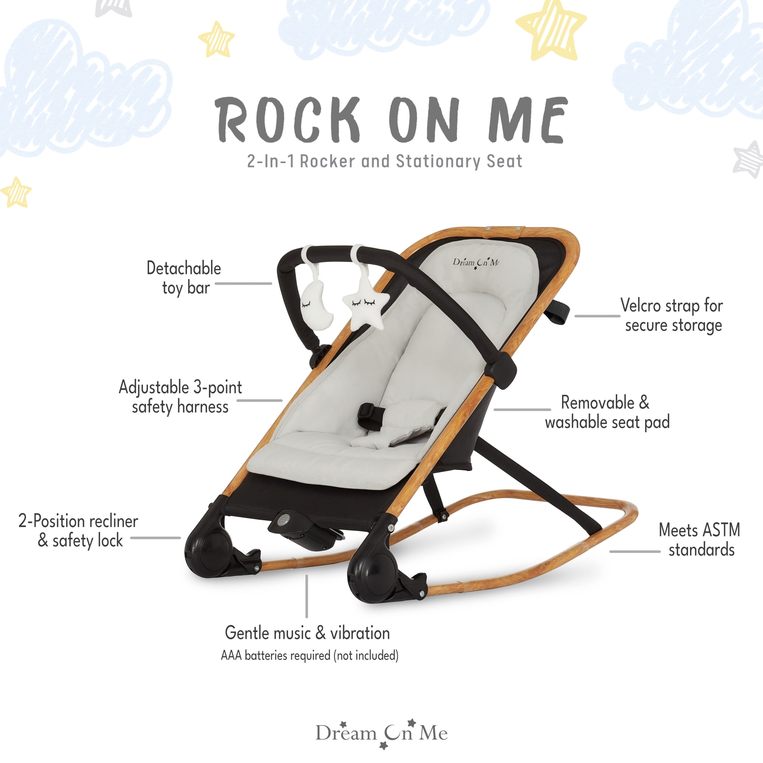 Dream On Me Rock With Me 2-in-1 Rocker And Stationary Seat