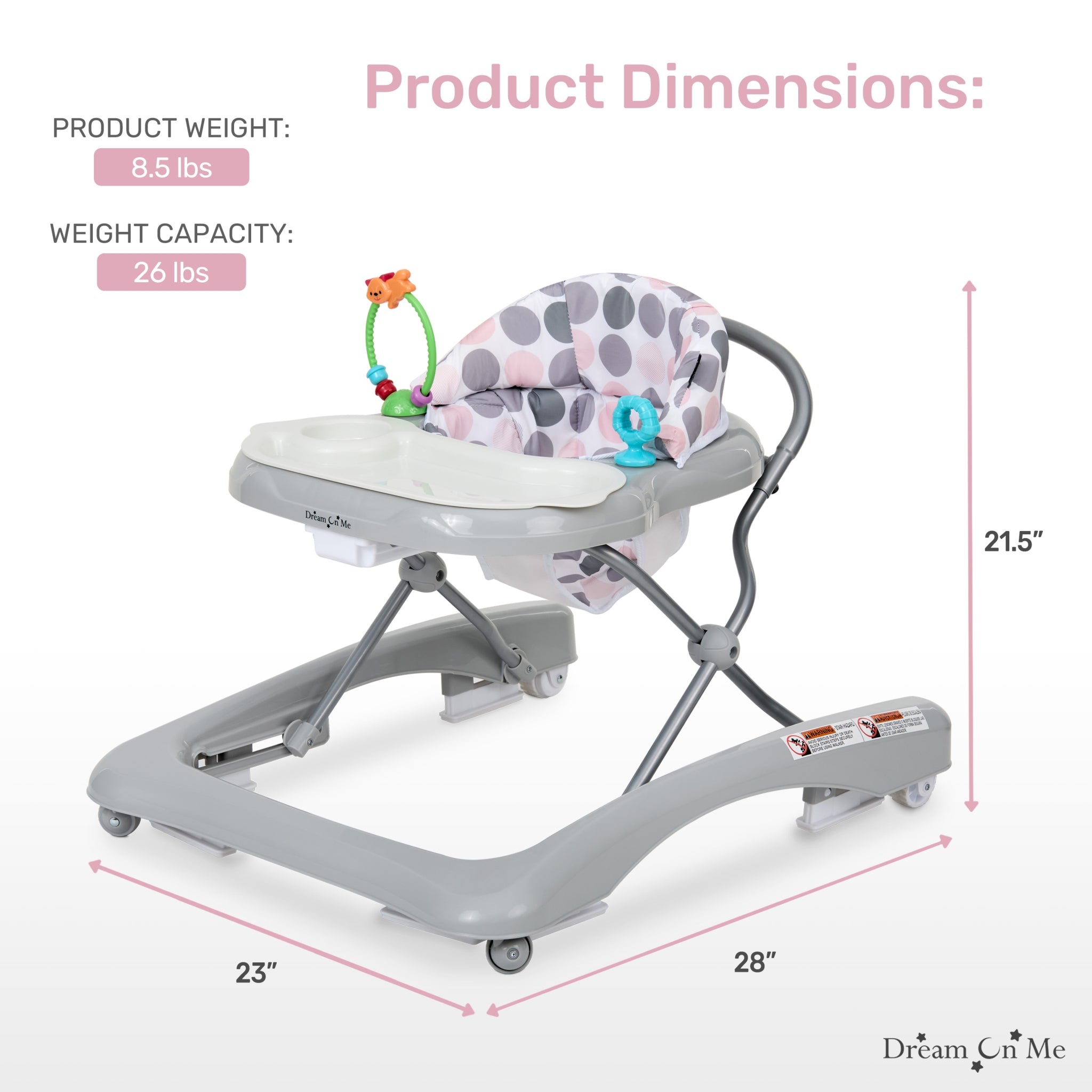 Dream On Me Mia Foldable Baby Walker