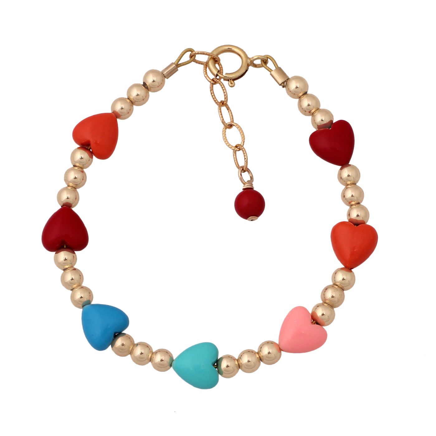 Cameo Collection Full Strung Gold Ball and Hearts Bracelet