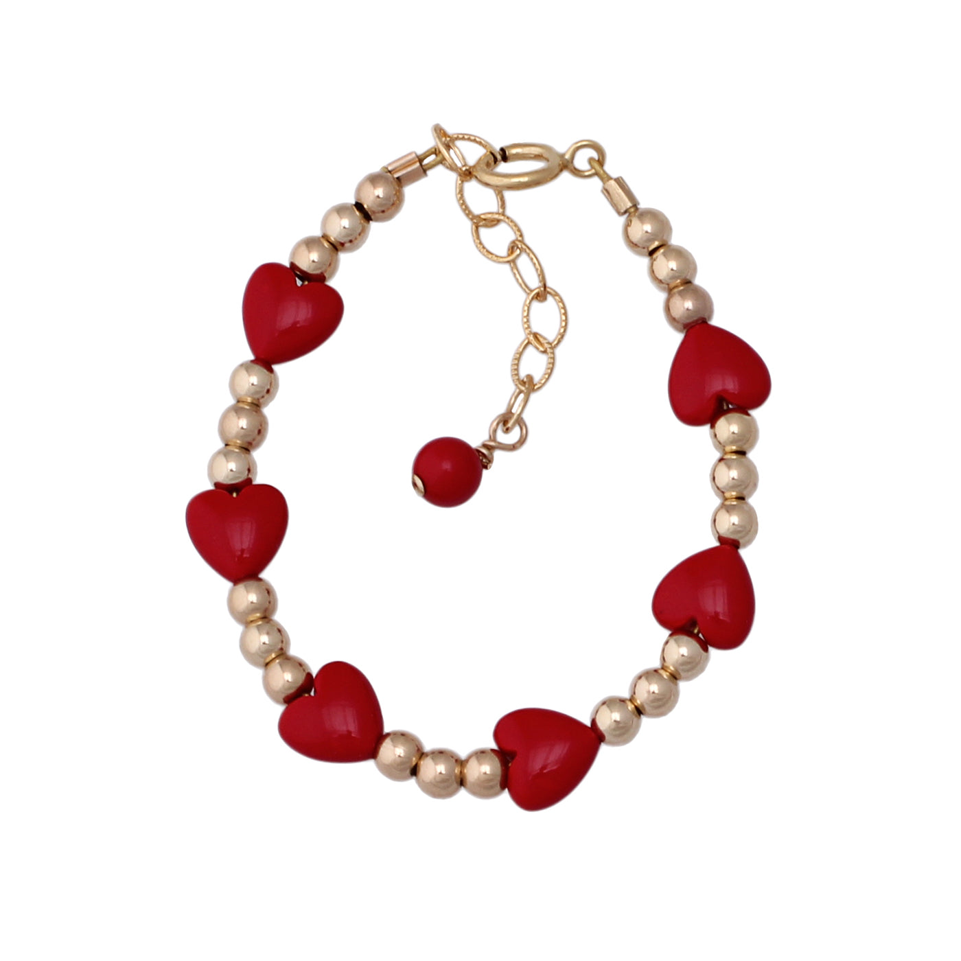 Cameo Collection Full Strung Gold Ball and Hearts Bracelet