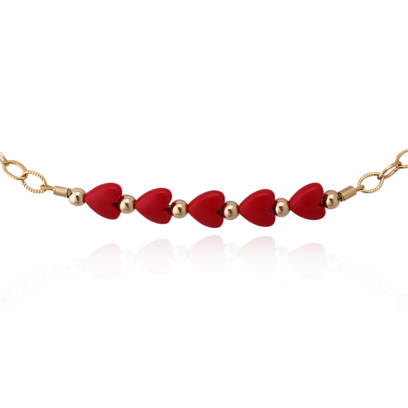 Cameo Collection Half Strung Red Coral Hearts Bracelet