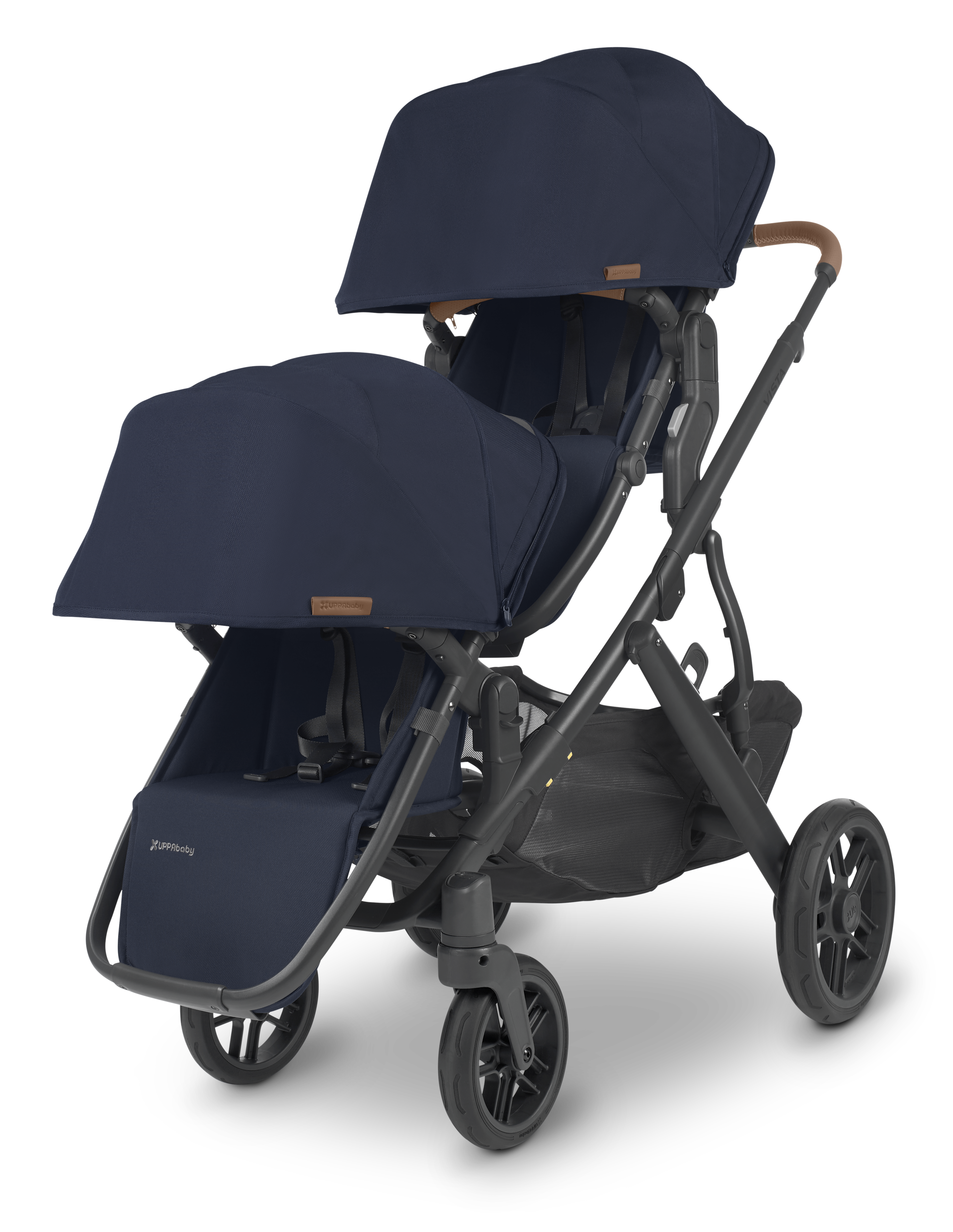 The Vista V2 stroller featured by Mega babies has an extra long sun shade hood.