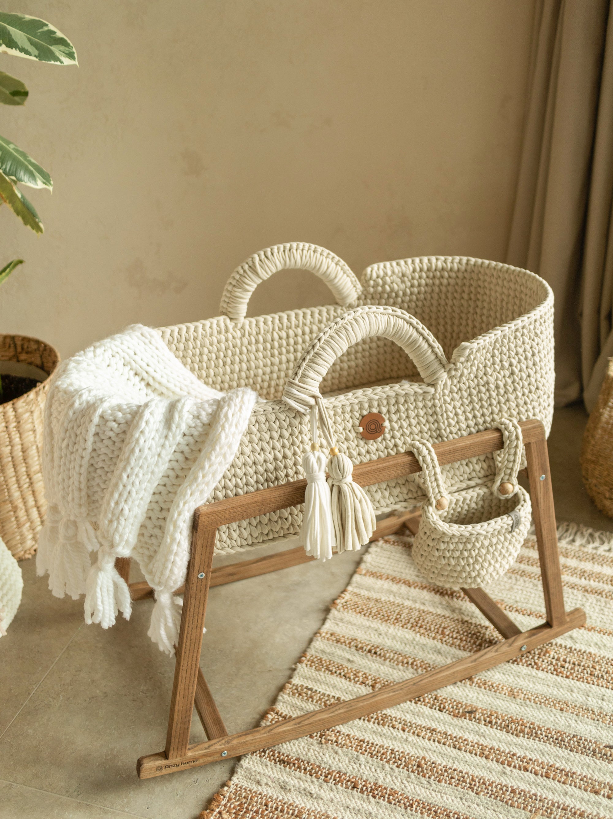 Anzy Home Boho Knitted Baby Blanket