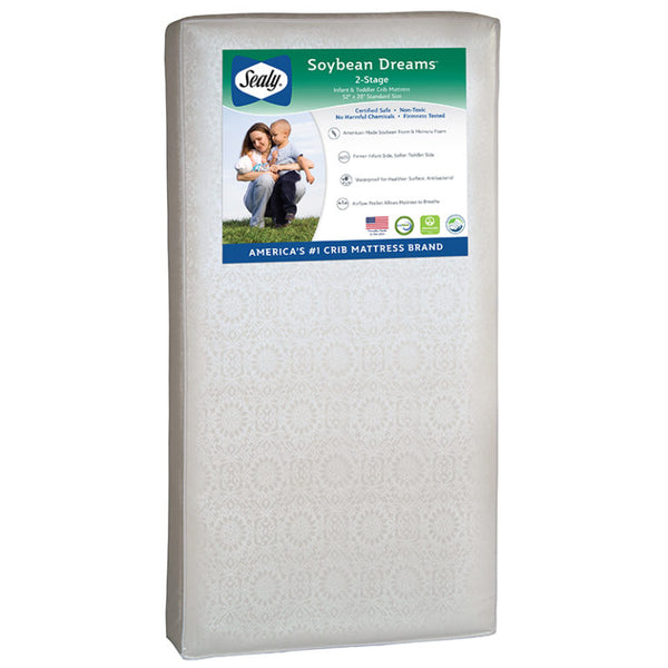 Sealy Soybean Dreams Antibacterial 2 Stage Crib and Toddler Mattress