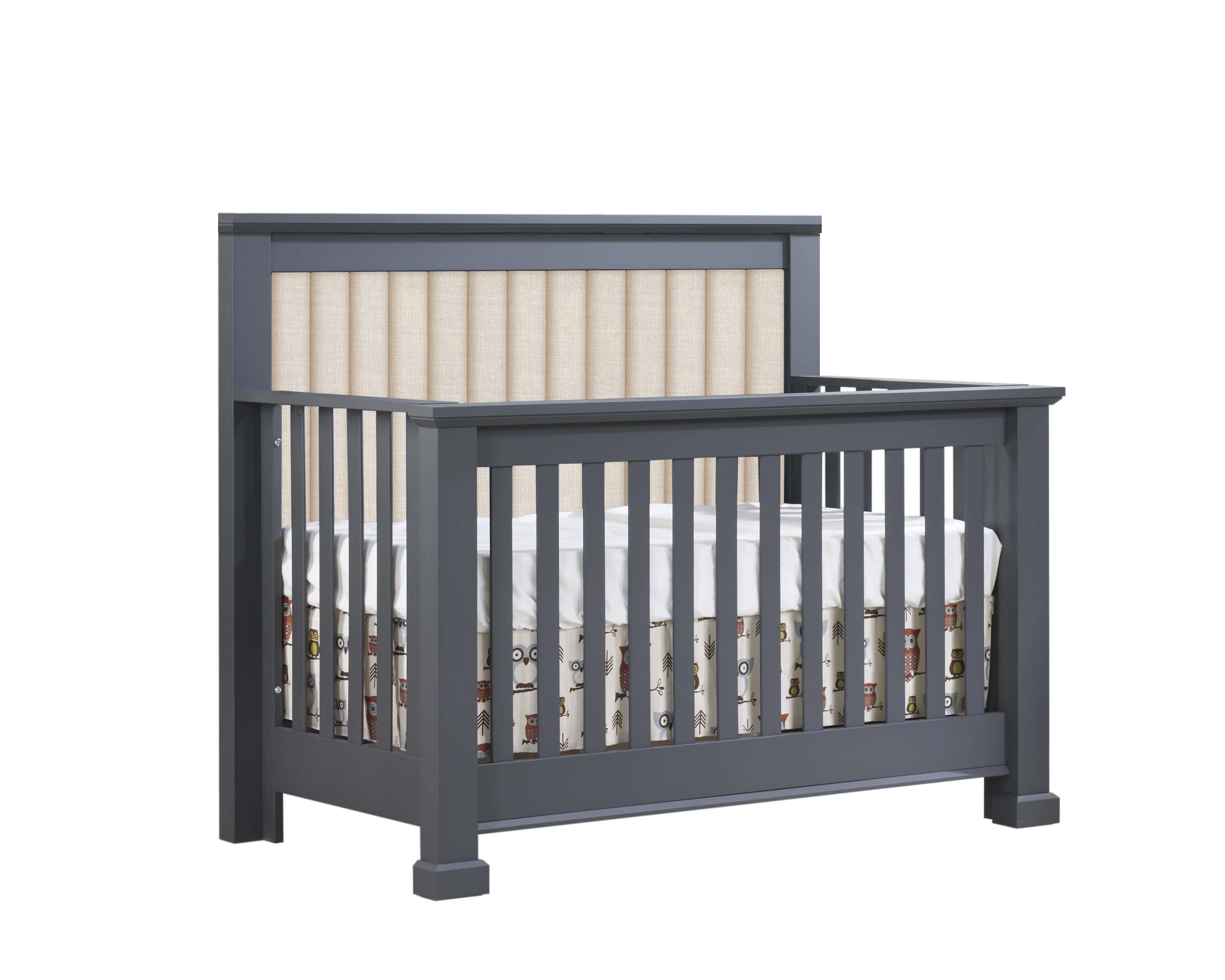 Natart Taylor 5 in 1 Convertible Crib with channel tufted Panel