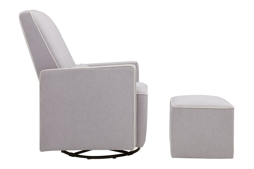 DaVinci Olive Glider and Ottoman In Grey Finish with Cream Piping - Mega Babies